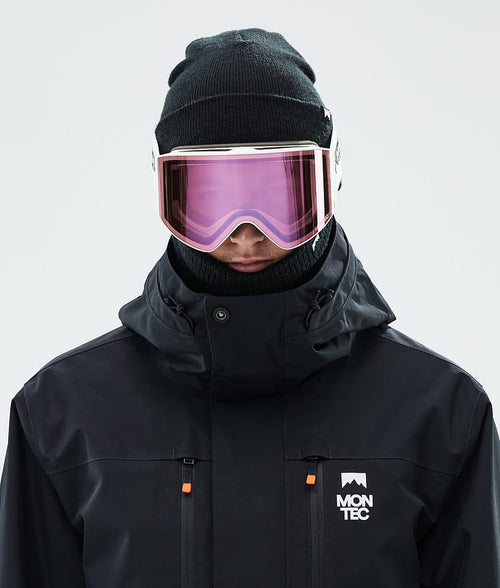 Masque De Ski – Blanc Avec Écran Miroir Rose Saphir