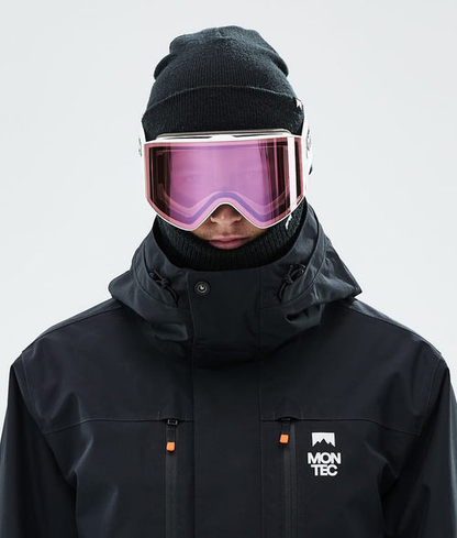 Masque De Ski – Blanc Avec Écran Miroir Rose Saphir